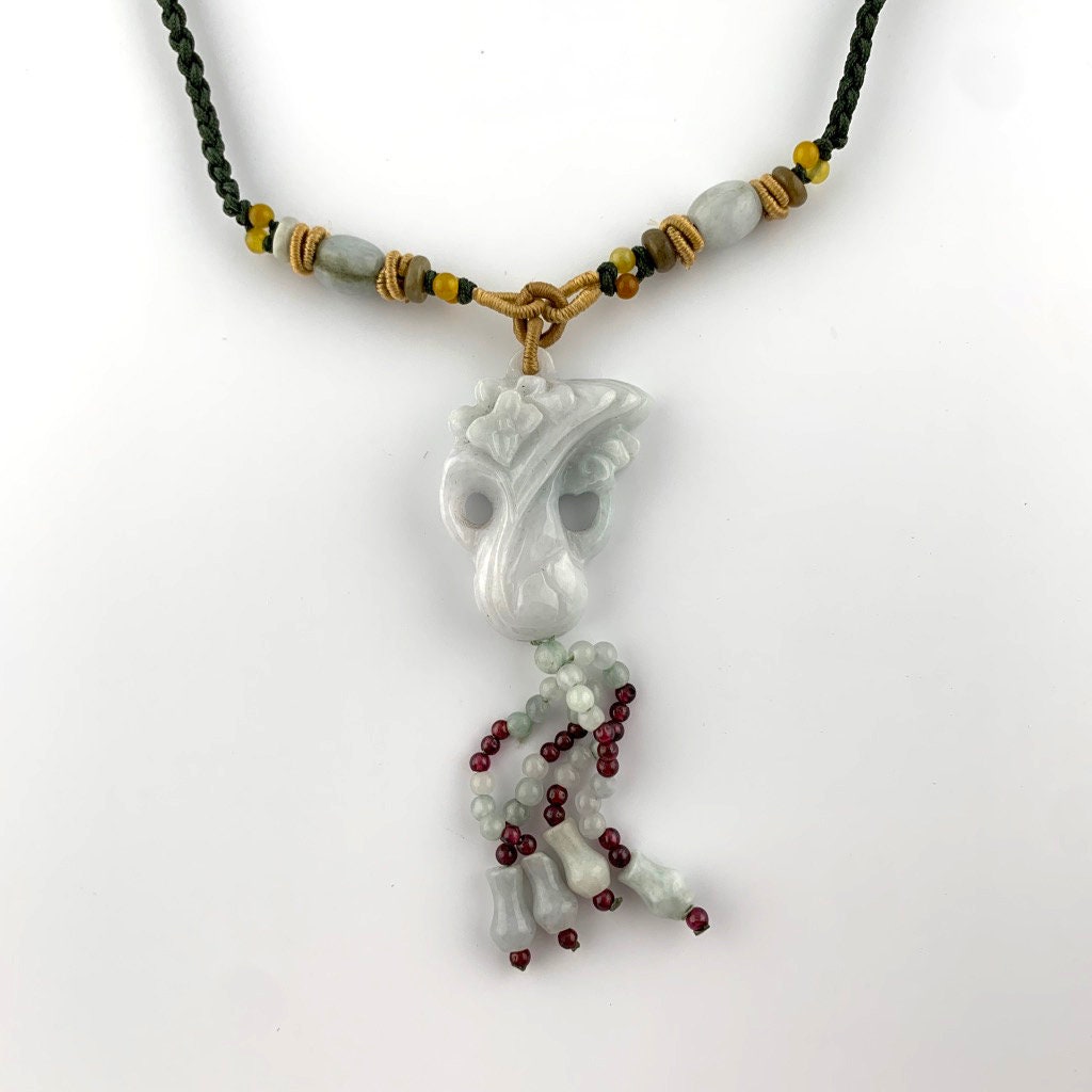 Jadeite Jade Carved Cabbage Necklace, YW-0110-1646979828 - AriaDesignCollection