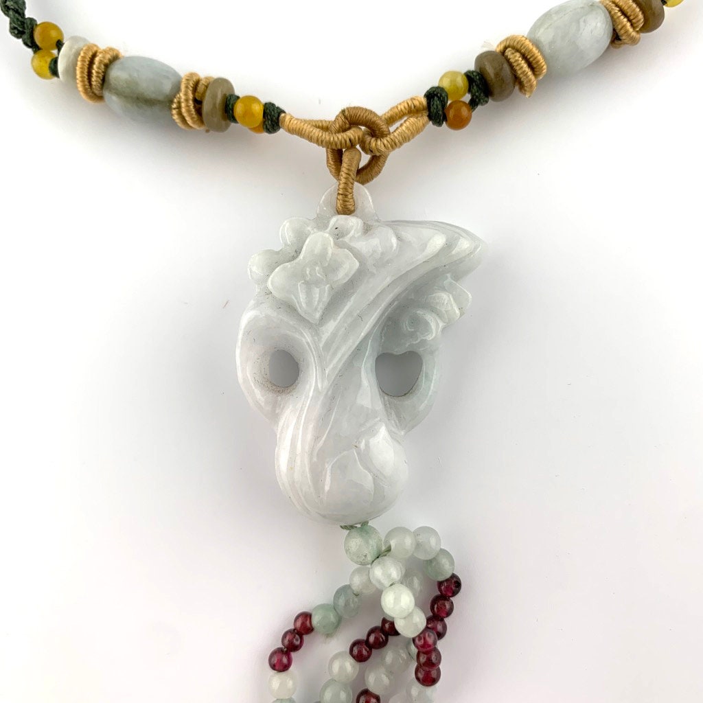 Jadeite Jade Carved Cabbage Necklace, YW-0110-1646979828 - AriaDesignCollection