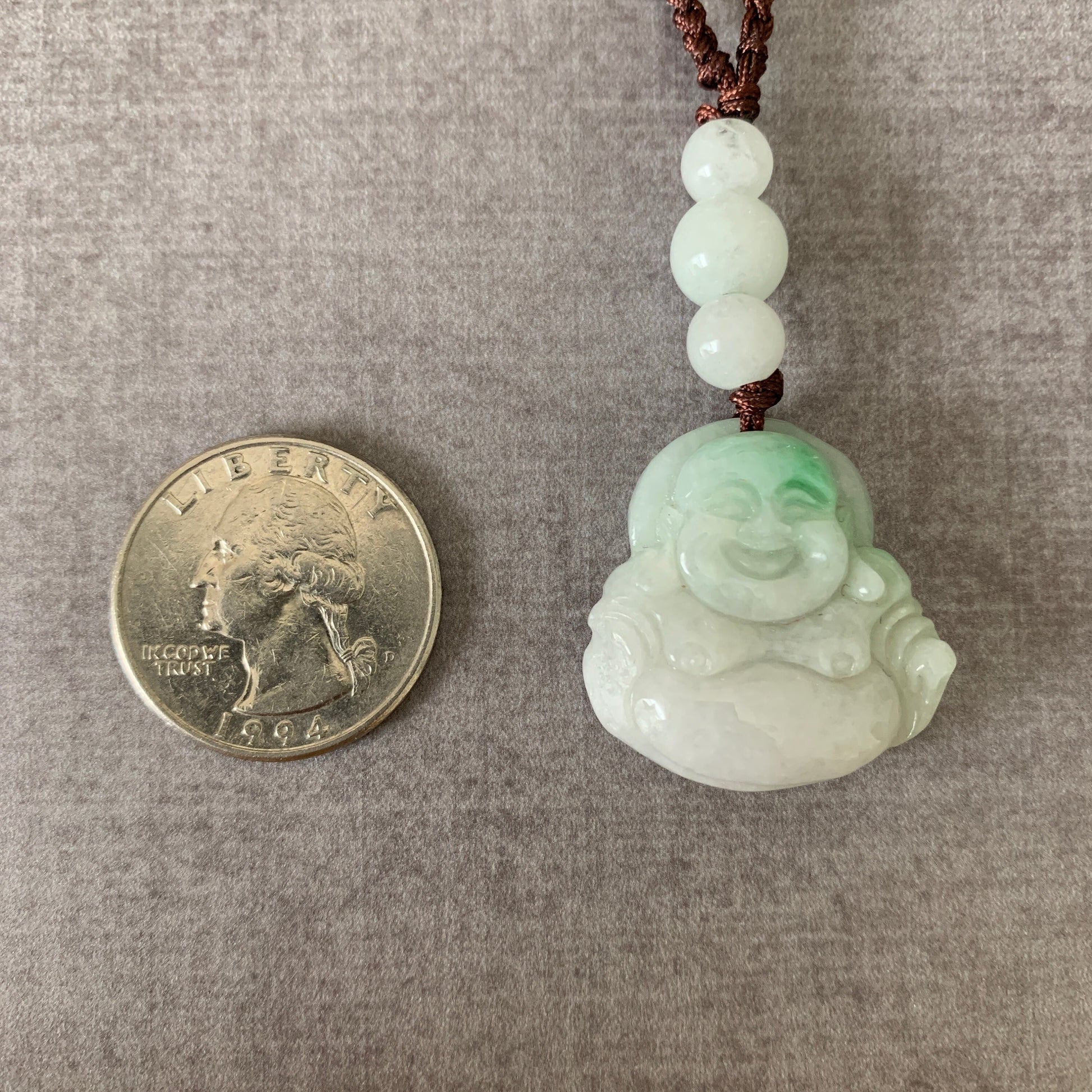 Jadeite Jade Buddha Carved Pendant Purse Car Charm, YW-0110-1646848425 - AriaDesignCollection