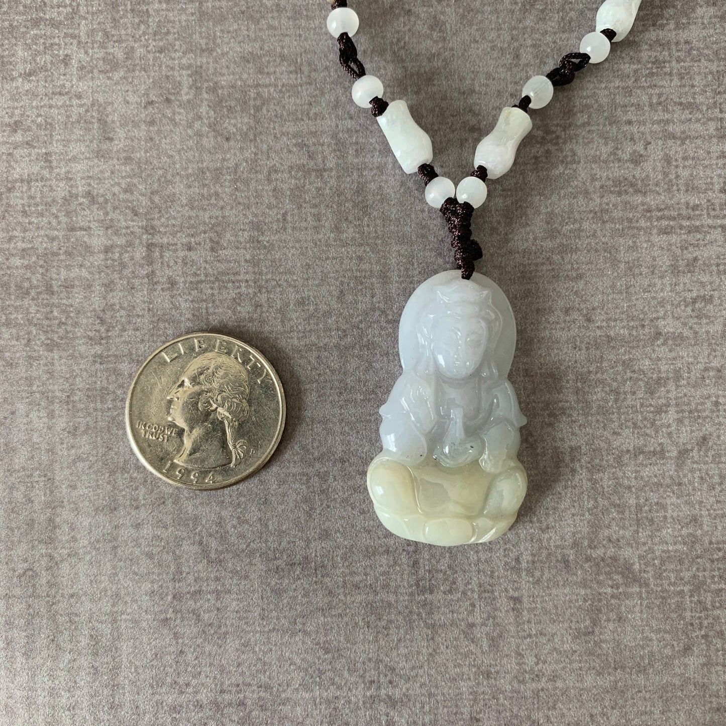 Jadeite Jade Guan Yin Avalokiteshvara Carved Pendant, Quan Am, YW-0110-1646848379 - AriaDesignCollection