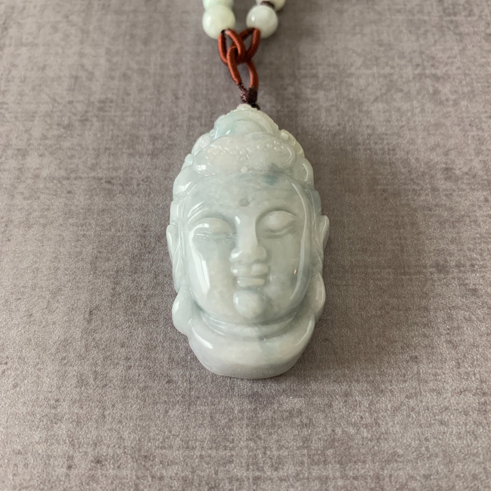 Jadeite Jade Guan Yin Head Carved Pendant Necklace, Jade Quan Am, Jade Kuan Yin, YW-0110-1646848256 - AriaDesignCollection