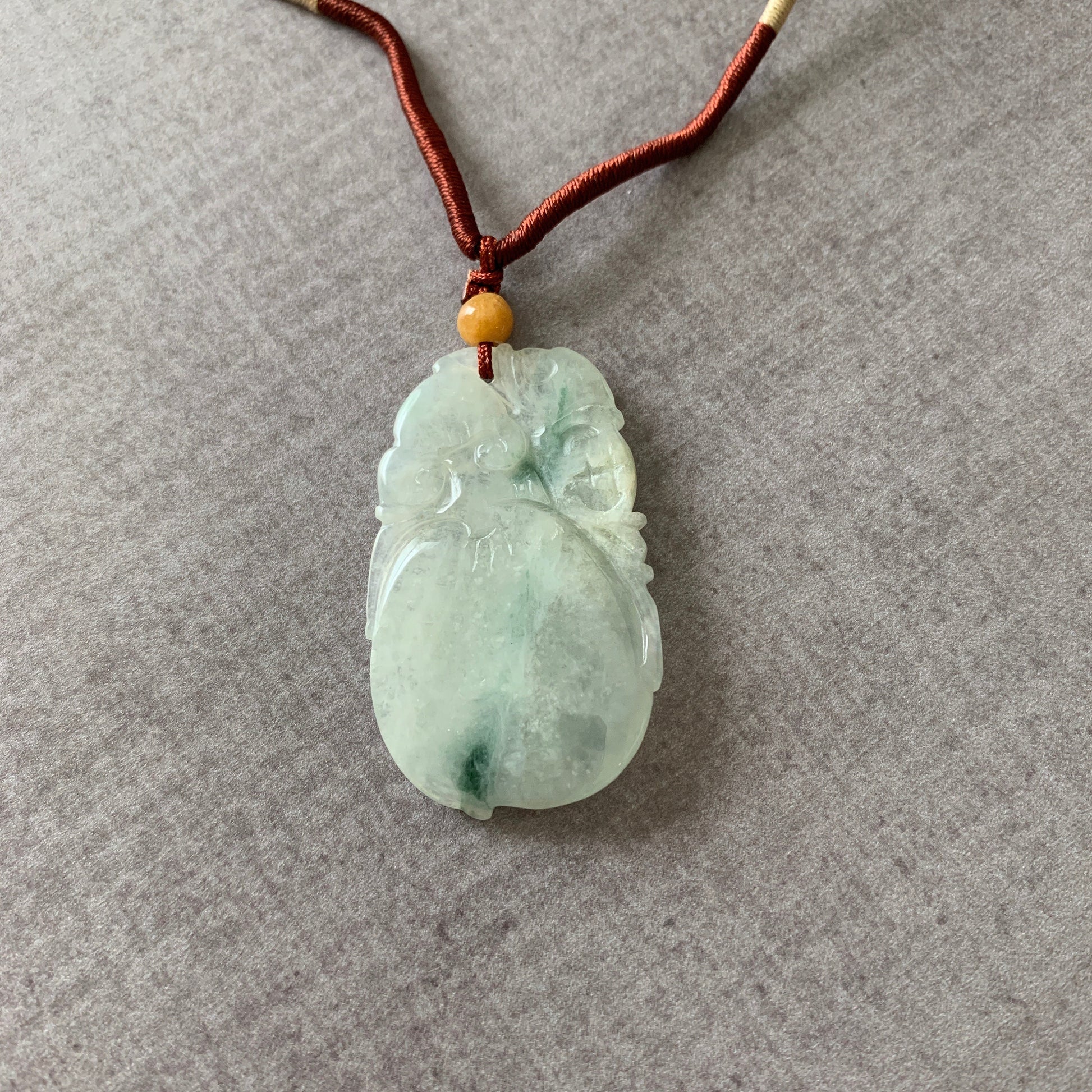 Jadeite Jade Peach Carved Necklace, Peach Jade Necklace, Jade Pendant, YW-0110-1646848234 - AriaDesignCollection