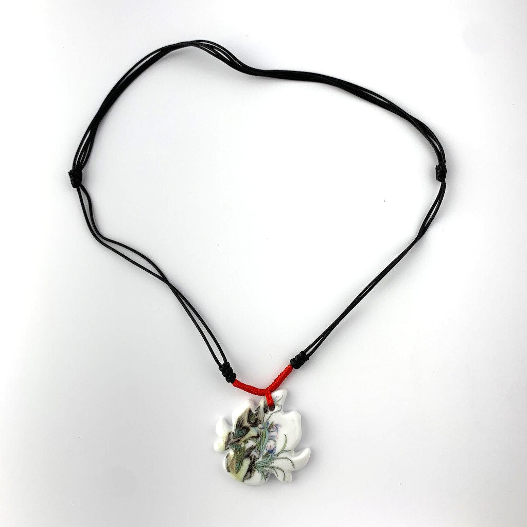 Chinese Porcelain Handmade Necklace, Oriental Necklace, Chinese Necklace, Ceramic Necklace, YW-0110-1647036774 - AriaDesignCollection