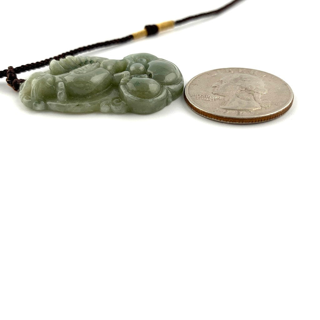 Jadeite Jade Rooster Chicken Chinese Zodiac Carved Rustic Pendant Necklace, YW-0110-1647035046 - AriaDesignCollection