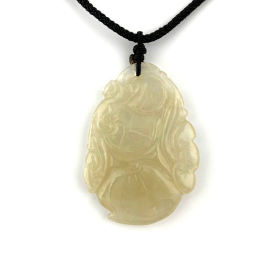 Jadeite Jade Translucent Lucky Ruyi Pendant Hand Carved Necklace, YW-0110-1647021988 - AriaDesignCollection