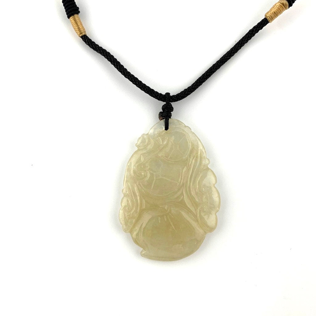 Jadeite Jade Translucent Lucky Ruyi Pendant Hand Carved Necklace, YW-0110-1647021988 - AriaDesignCollection