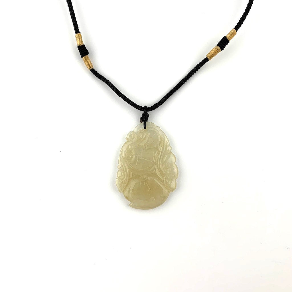 Jadeite Jade Translucent Lucky Ruyi Pendant Hand Carved Necklace, YW-0110-1647021988 - AriaDesignCollection