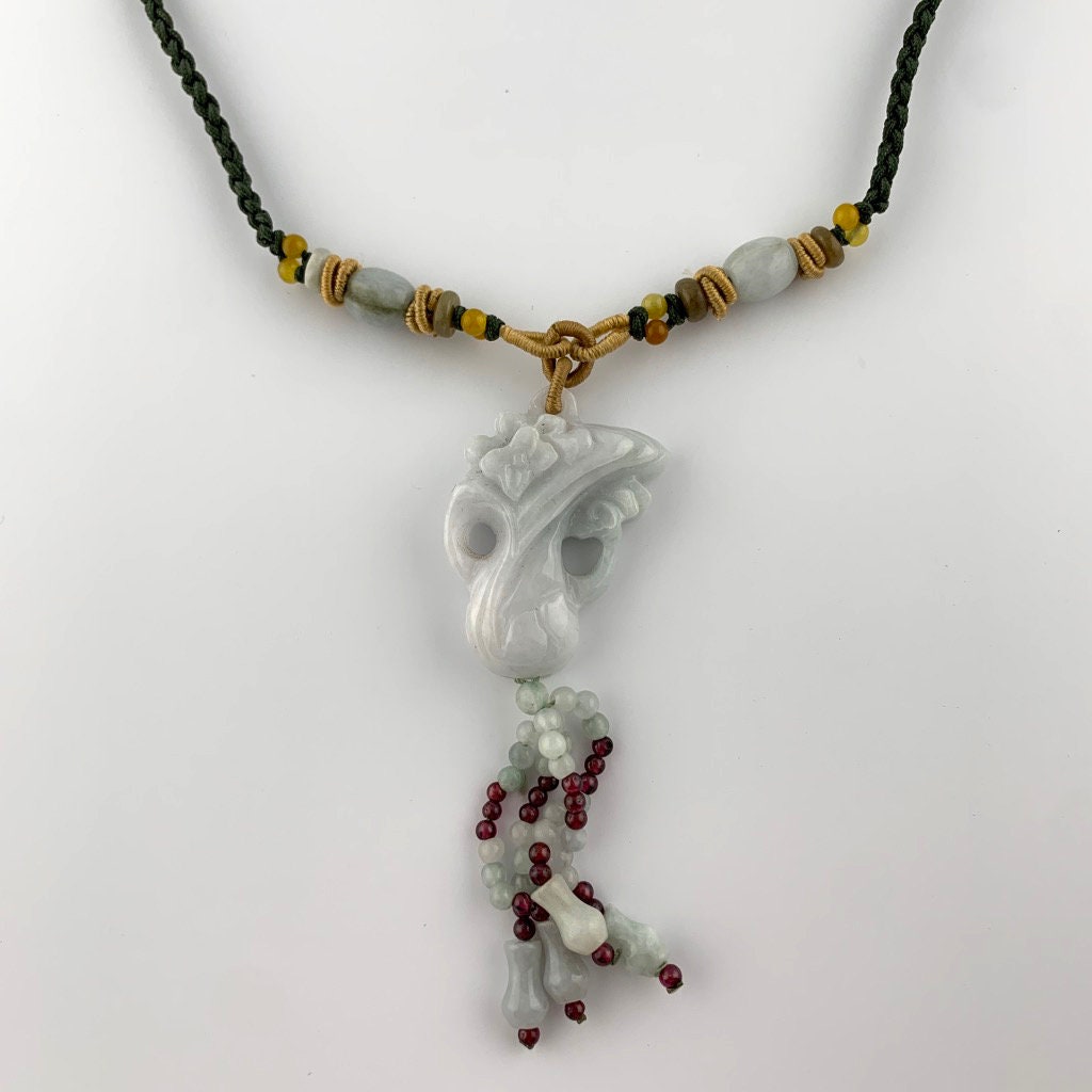 Jadeite Jade Carved Cabbage Necklace, YW-0110-1646979828 - AriaDesignCollection