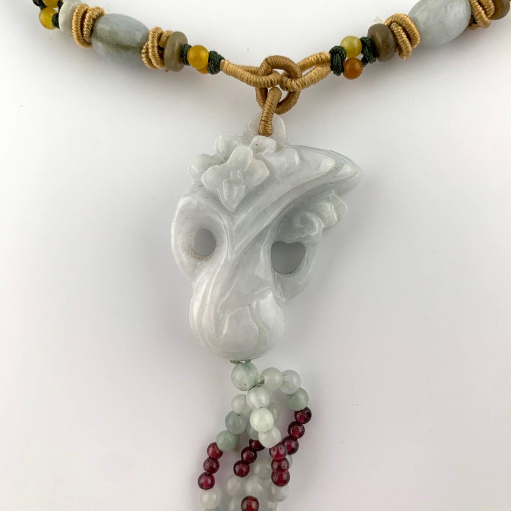 Jadeite Jade Carved Cabbage Necklace, YW-0110-1646979828 - AriaDesignCollection