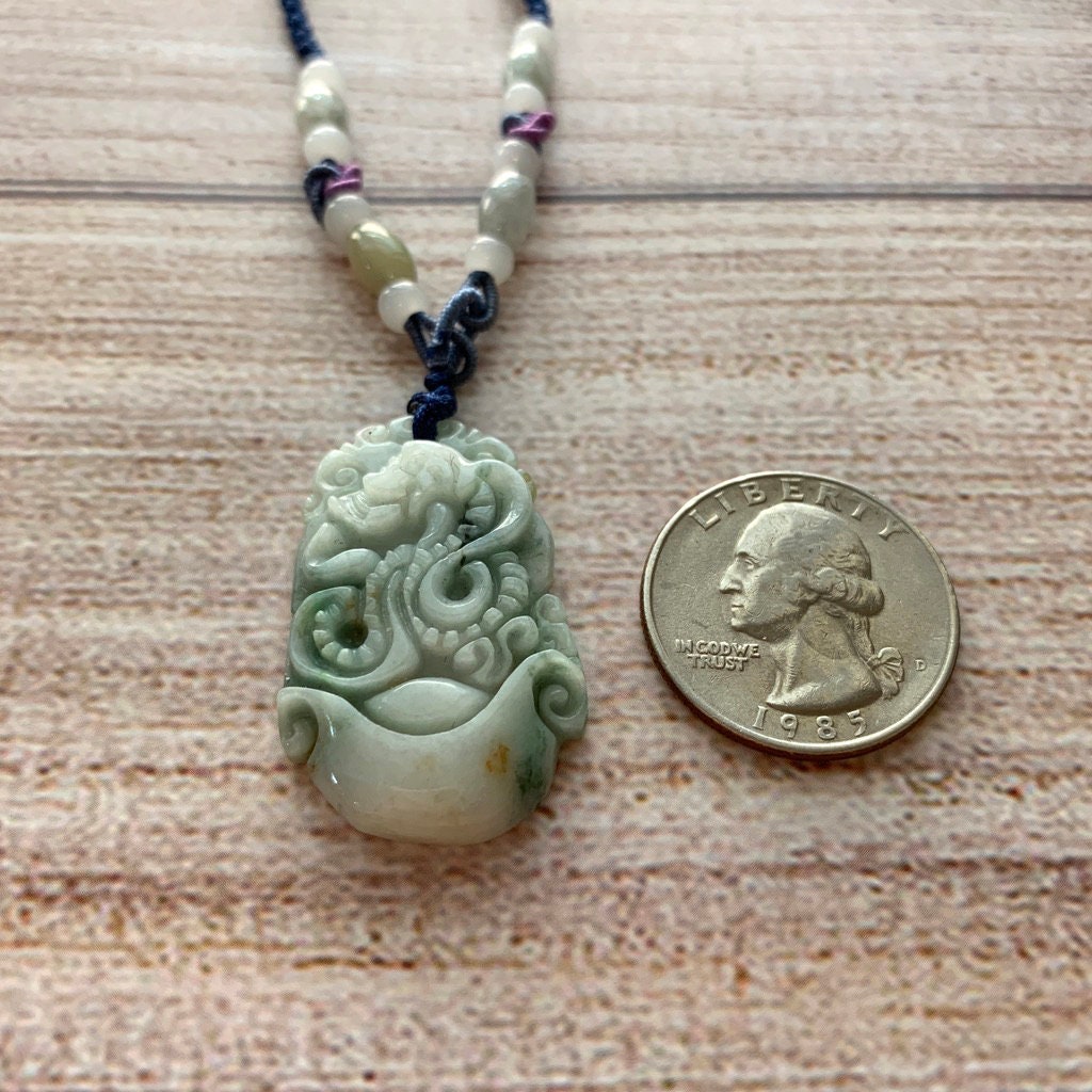 Jadeite Jade Snake Chinese Zodiac Carved Pendant Necklace, YW-0110-1646979561 - AriaDesignCollection