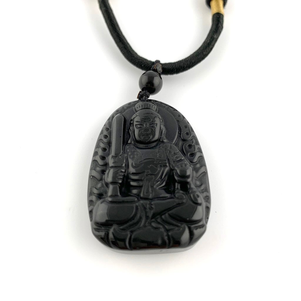 Acala Obsidian Buddha Carved Pendant, Bu Dong Ming Wang, Bất Động Minh Vương, YW-0110-1646863916 - AriaDesignCollection