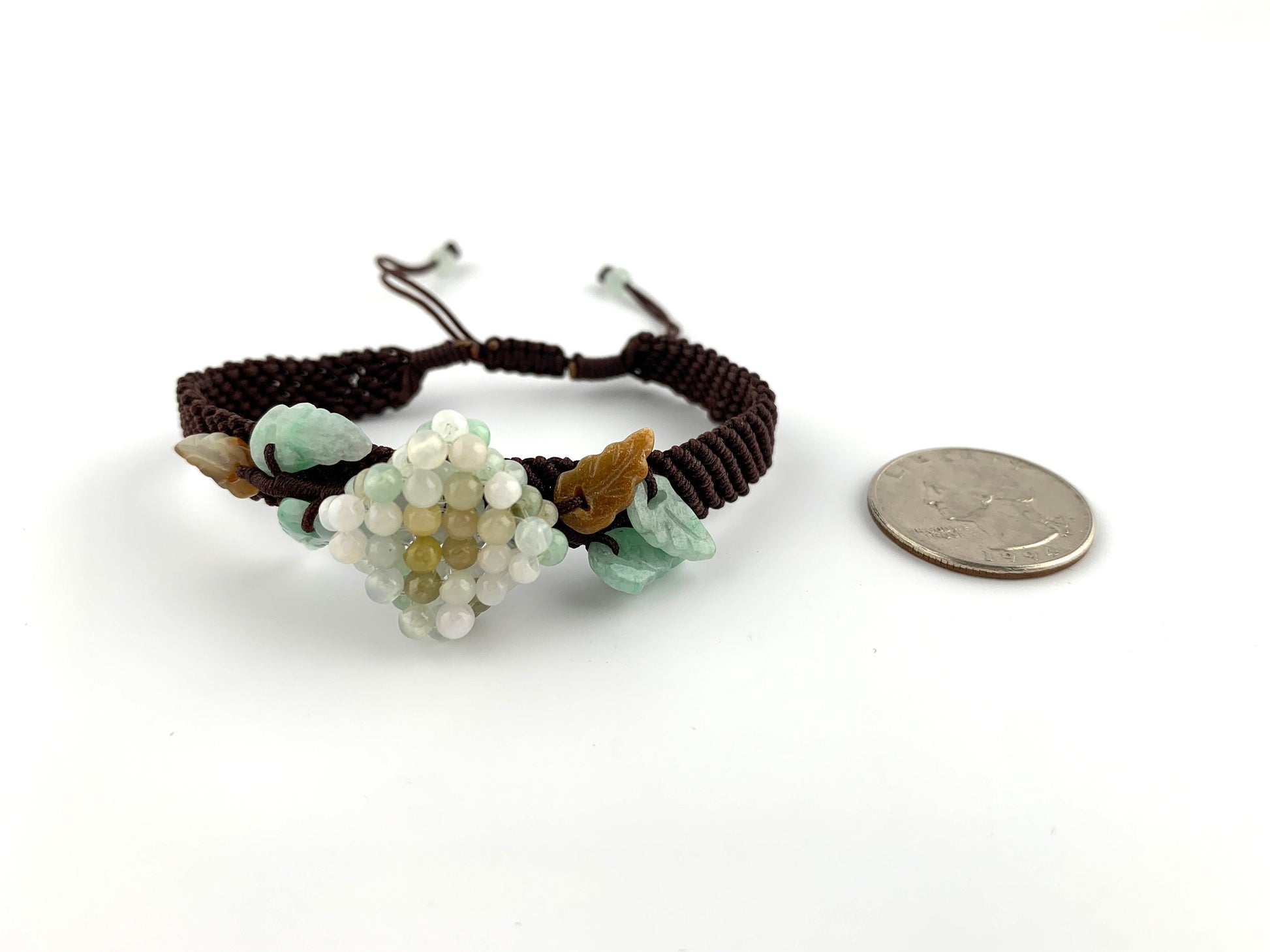 Jadeite Jade Cubed Flower Carved Bracelet, Flower Bracelet, Jade Floral Bracelet, YW-0110-1646760166 - AriaDesignCollection