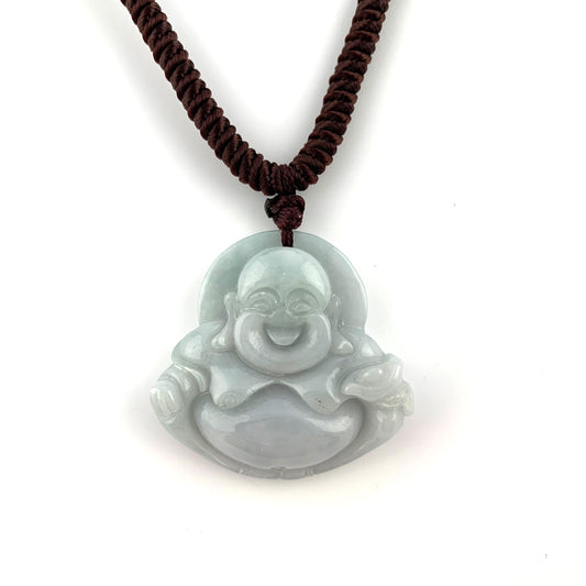 Jadeite Jade Buddha Carved Pendant, Happy Laughing Buddha, Budai, YW-0110-1647022665 - AriaDesignCollection