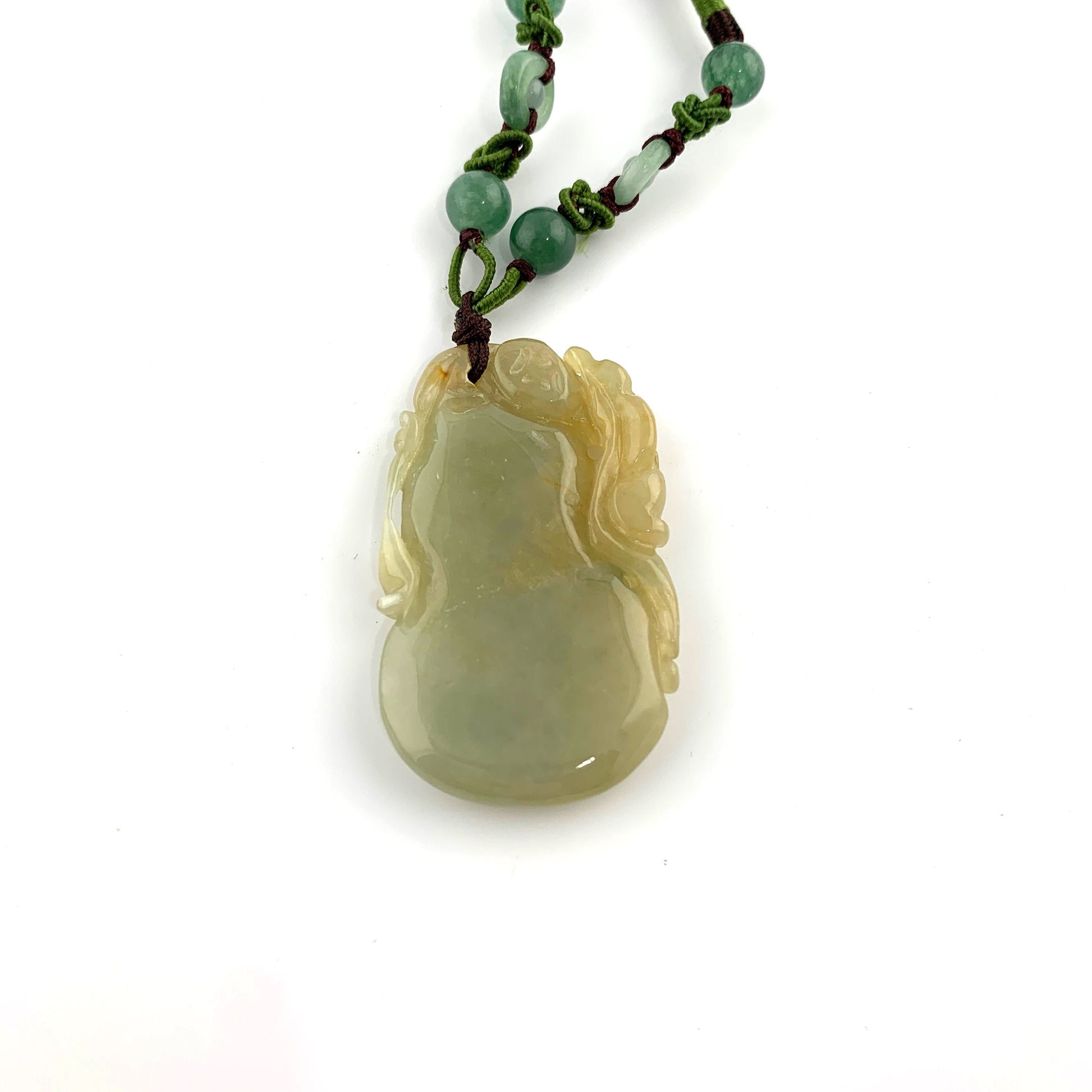 Yellow Jadeite Jade Peach Carved Necklace, YW-0110-1647022365 - AriaDesignCollection