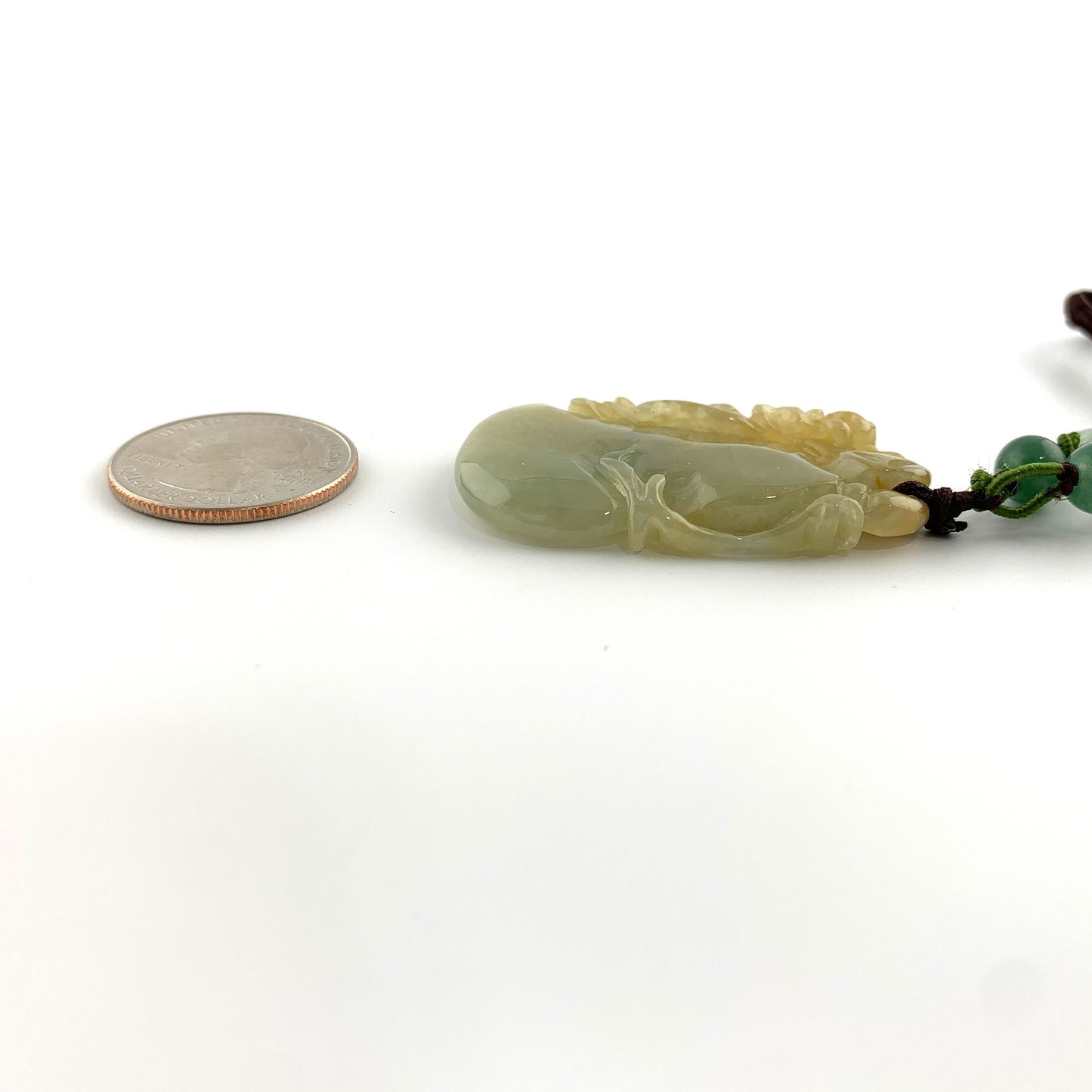 Yellow Jadeite Jade Peach Carved Necklace, YW-0110-1647022365 - AriaDesignCollection