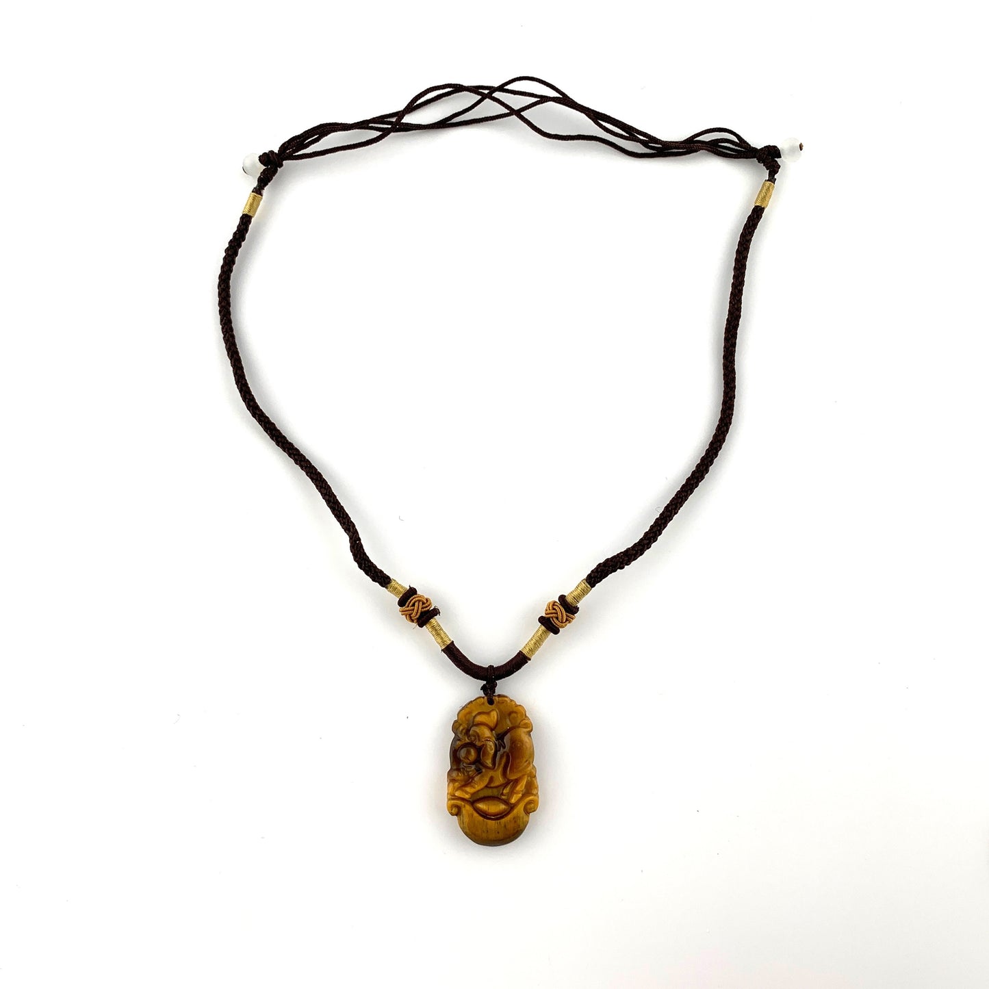 Tiger Eye Pig Chinese Zodiac Carved Pendant Necklace, YW-0110-1646934912 - AriaDesignCollection