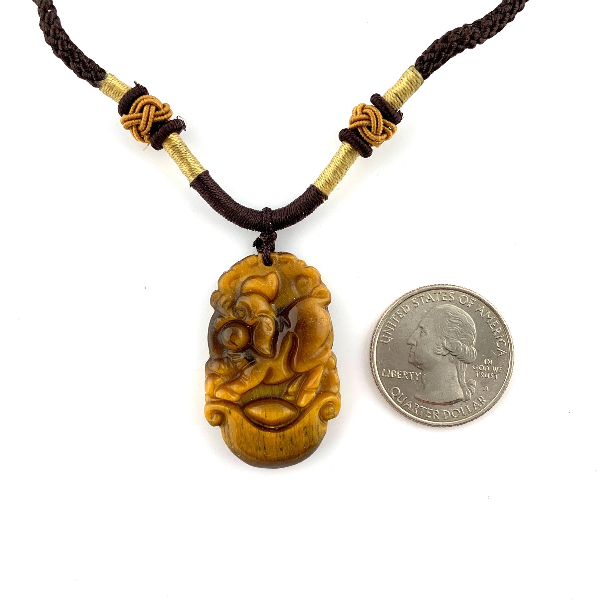 Tiger Eye Pig Chinese Zodiac Carved Pendant Necklace, YW-0110-1646934912 - AriaDesignCollection