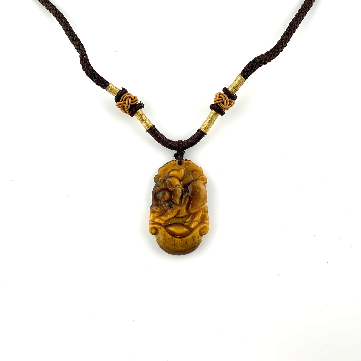 Tiger Eye Pig Chinese Zodiac Carved Pendant Necklace, YW-0110-1646934912 - AriaDesignCollection