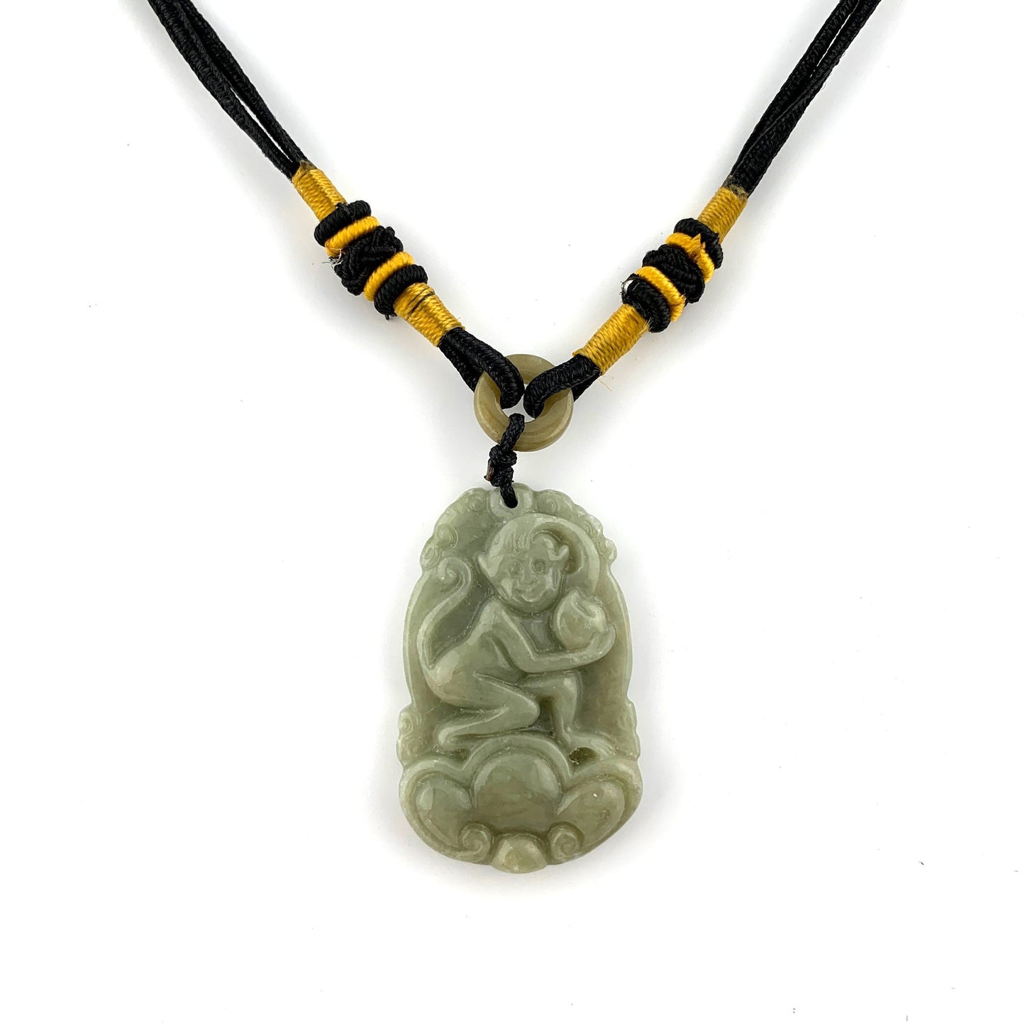 Jadeite Jade Monkey Chinese Zodiac Carved Pendant Necklace, YW-0110-1646929580 - AriaDesignCollection