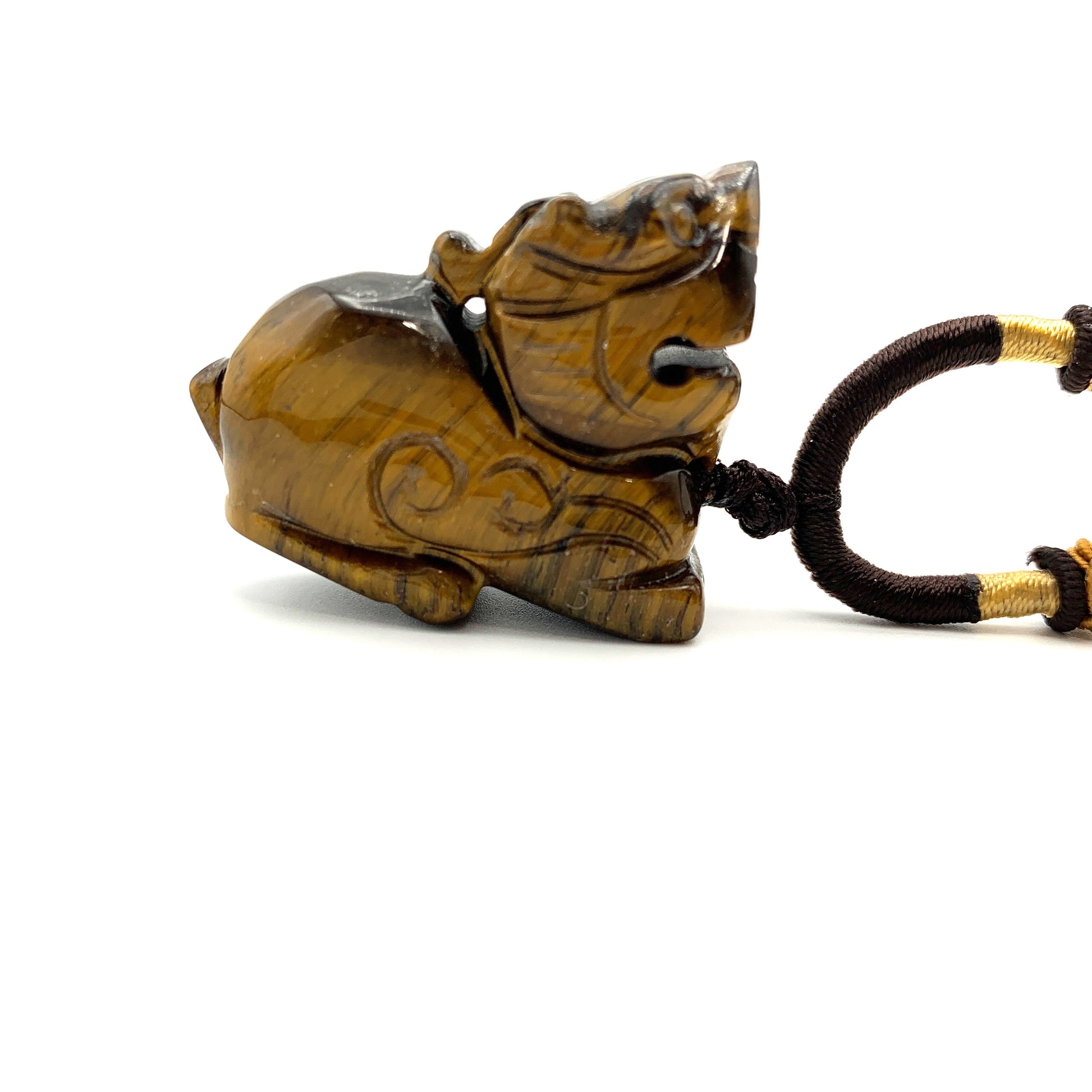Tiger Eye Dragon Pixiu Rustic Dragon Chinese Carved Pendant, YW-0110-1646840764 - AriaDesignCollection