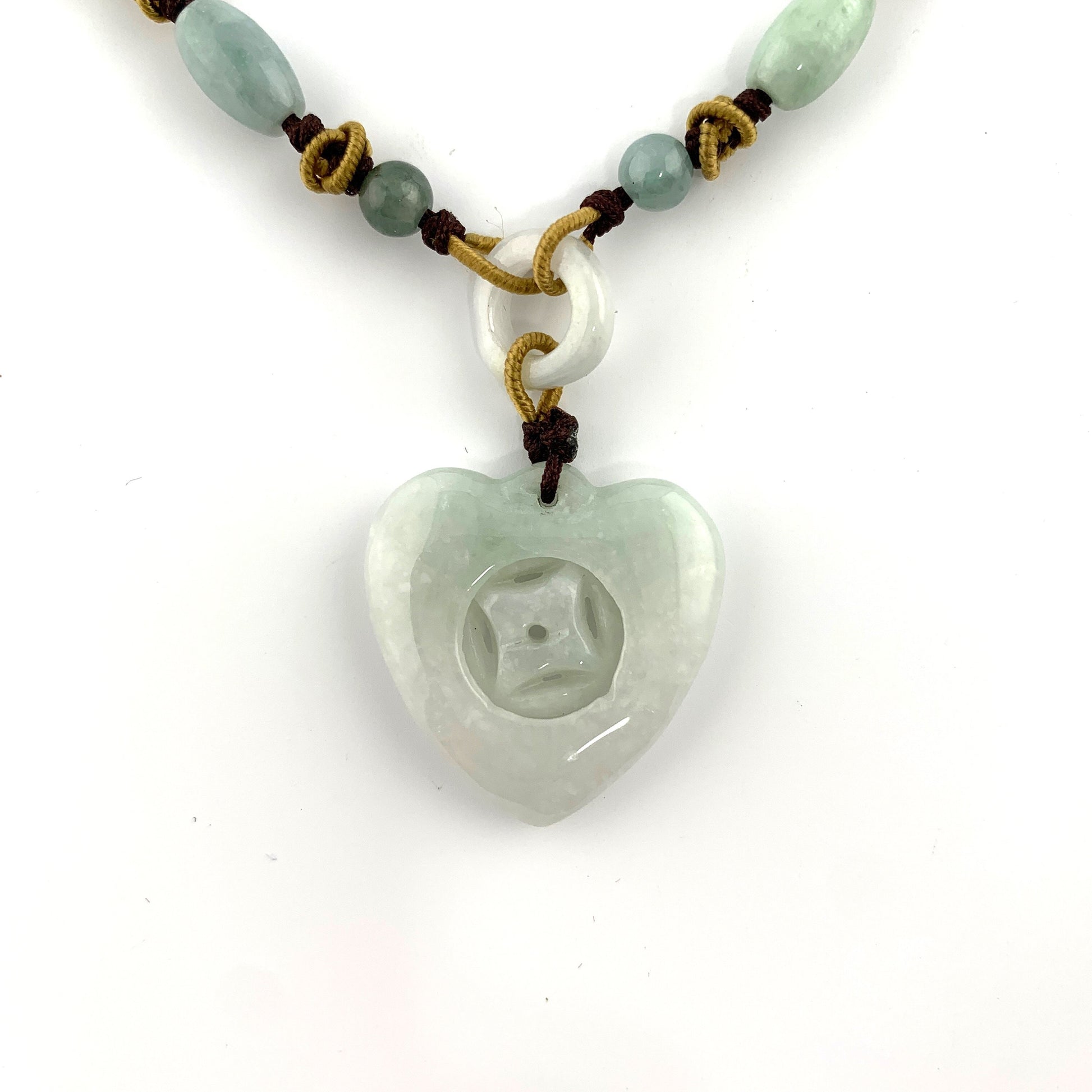 Jadeite Heart Carved Pendant Necklace, YW-0110-1647022552 - AriaDesignCollection