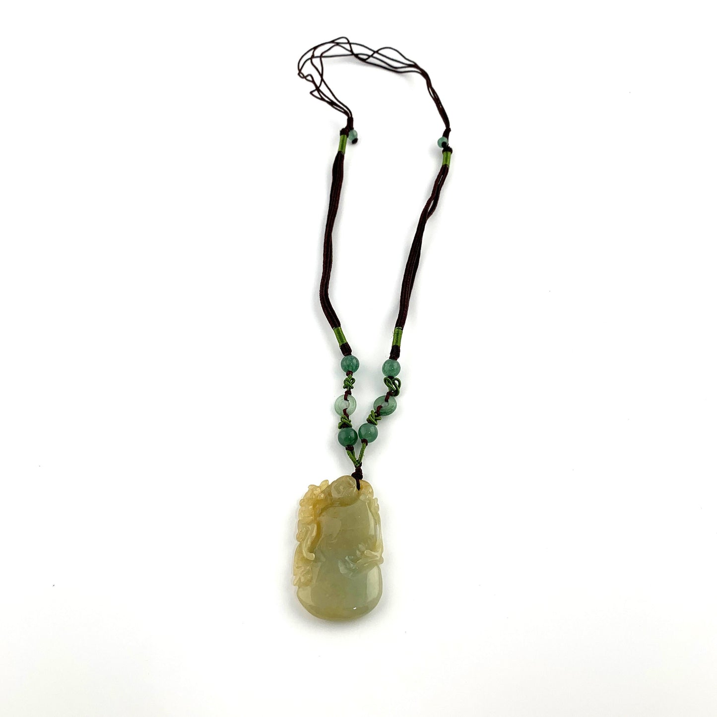 Yellow Jadeite Jade Peach Carved Necklace, YW-0110-1647022365 - AriaDesignCollection