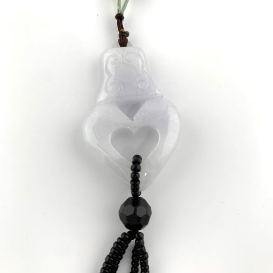 Jadeite Heart Carved Pendant Necklace, Heart Necklace, Jade Heart, YW-0110-1646975310 - AriaDesignCollection