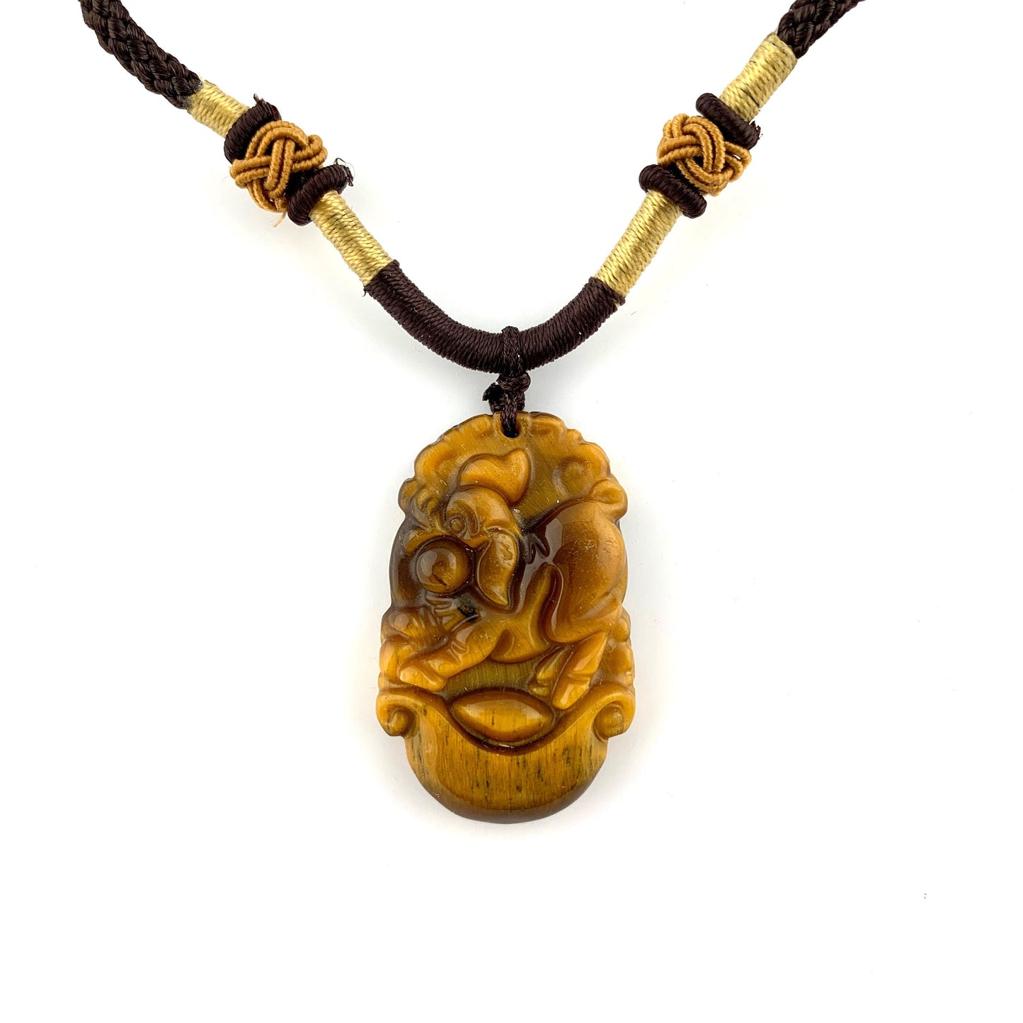 Tiger Eye Pig Chinese Zodiac Carved Pendant Necklace, YW-0110-1646934912 - AriaDesignCollection