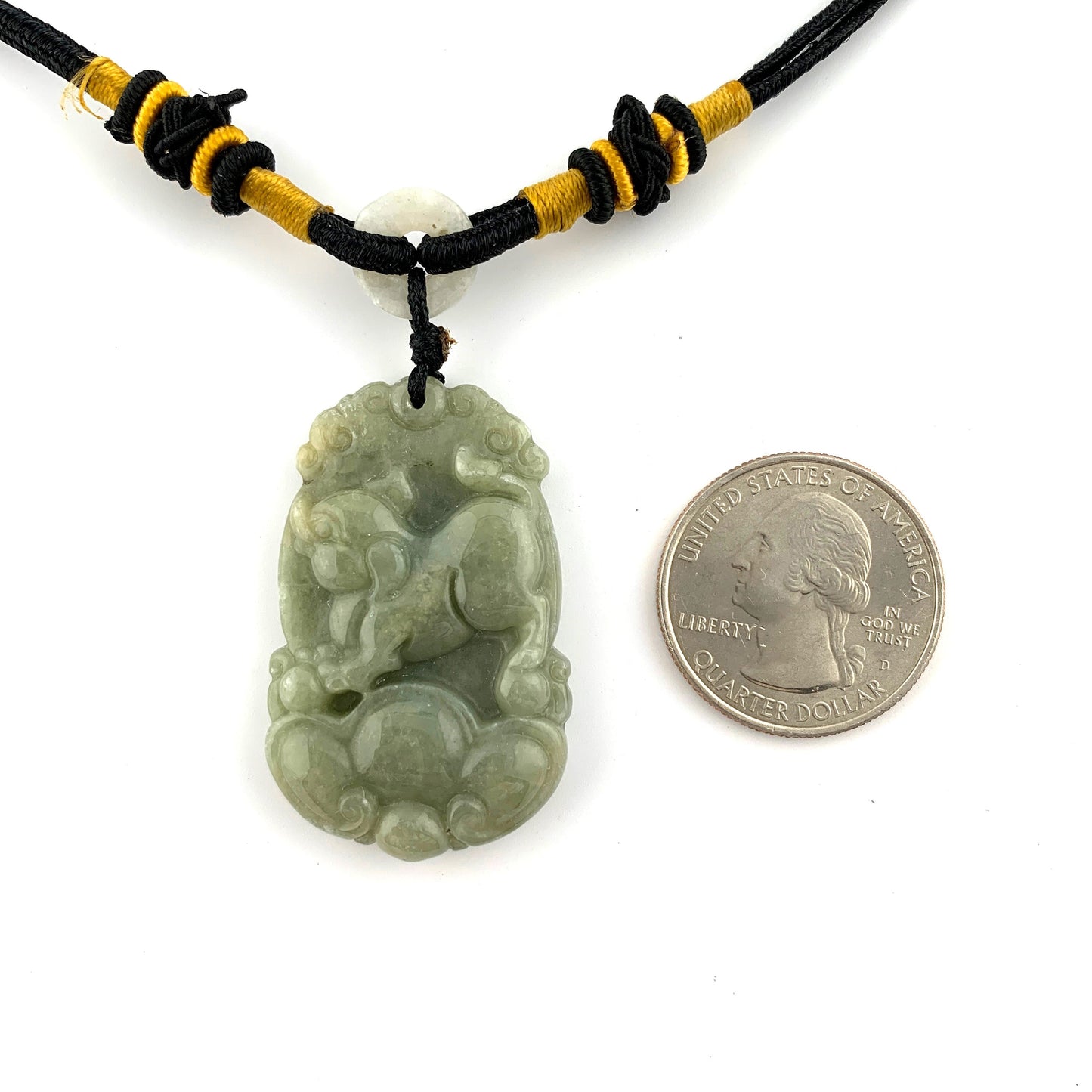 Jadeite Jade Pig Boar Chinese Zodiac Carved Rustic Pendant Necklace, YW-0110-1646934858 - AriaDesignCollection