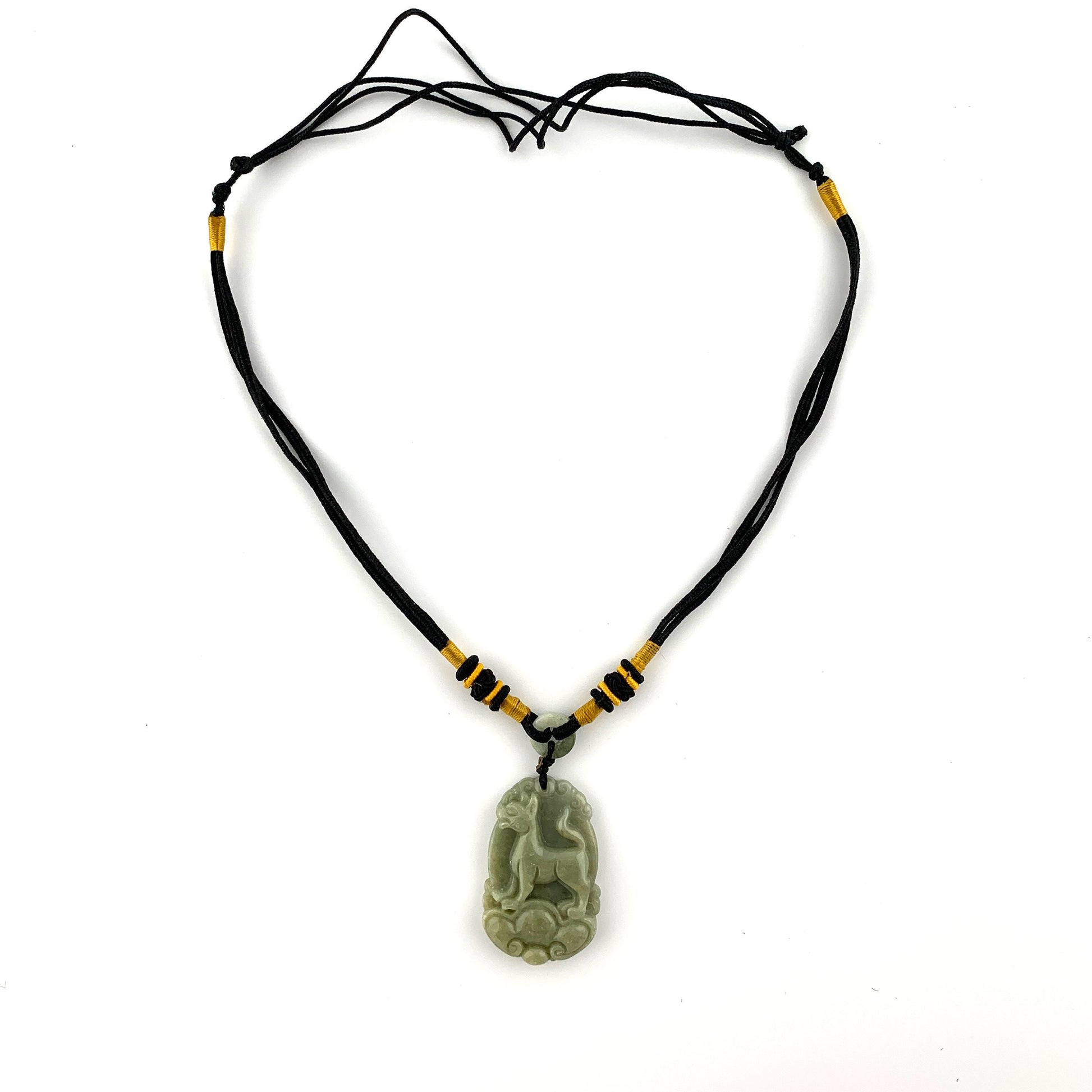 Jadeite Jade Dog Chinese Zodiac Carved Rustic Pendant Necklace, YW-0110-1646929654 - AriaDesignCollection