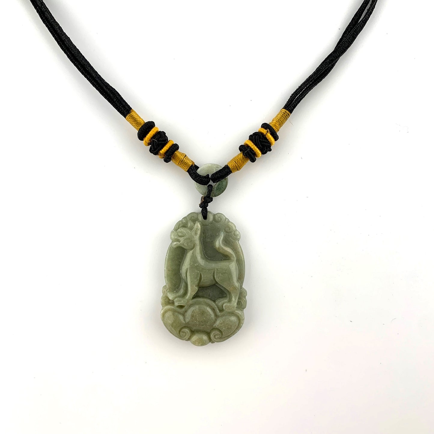 Jadeite Jade Dog Chinese Zodiac Carved Rustic Pendant Necklace, YW-0110-1646929654 - AriaDesignCollection