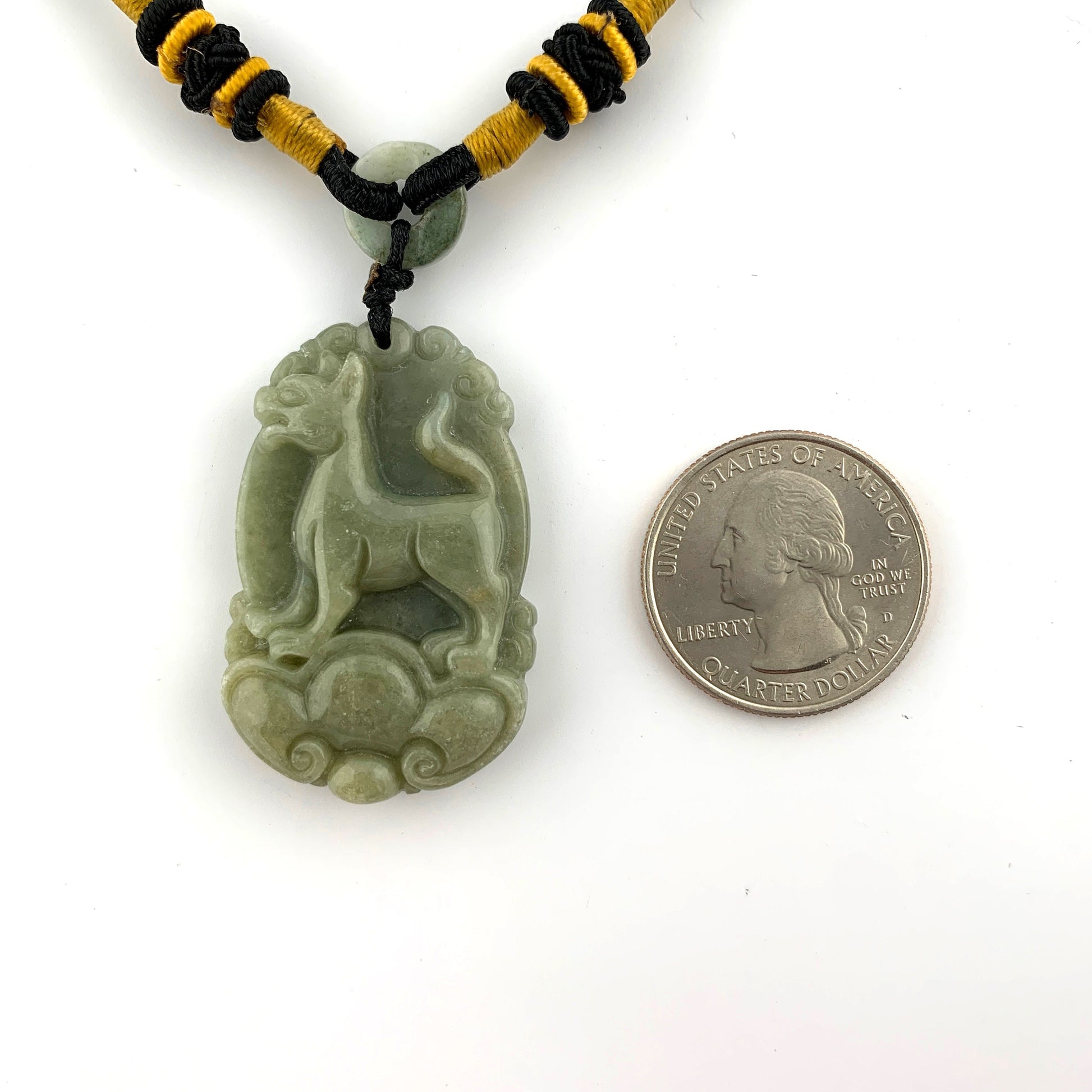 Jadeite Jade Dog Chinese Zodiac Carved Rustic Pendant Necklace, YW-0110-1646929654 - AriaDesignCollection
