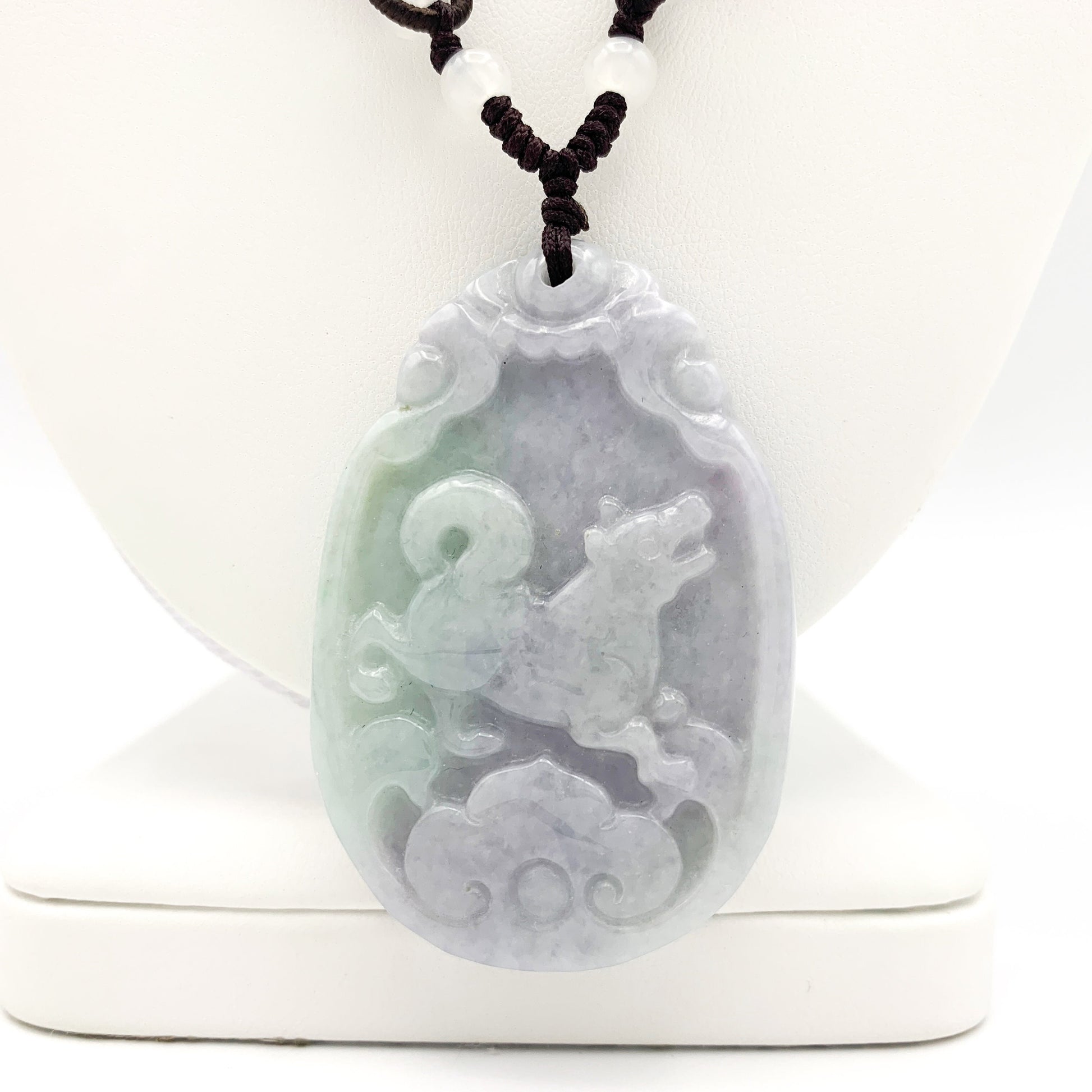 Jadeite Jade Dog Chinese Zodiac Carved Pendant Necklace, YW-0110-1646608995 - AriaDesignCollection