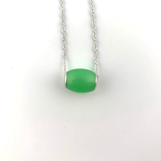 Aventurine Luck Fortune Barrel Sterling Silver Necklace, YW-0110-1646859957 - AriaDesignCollection