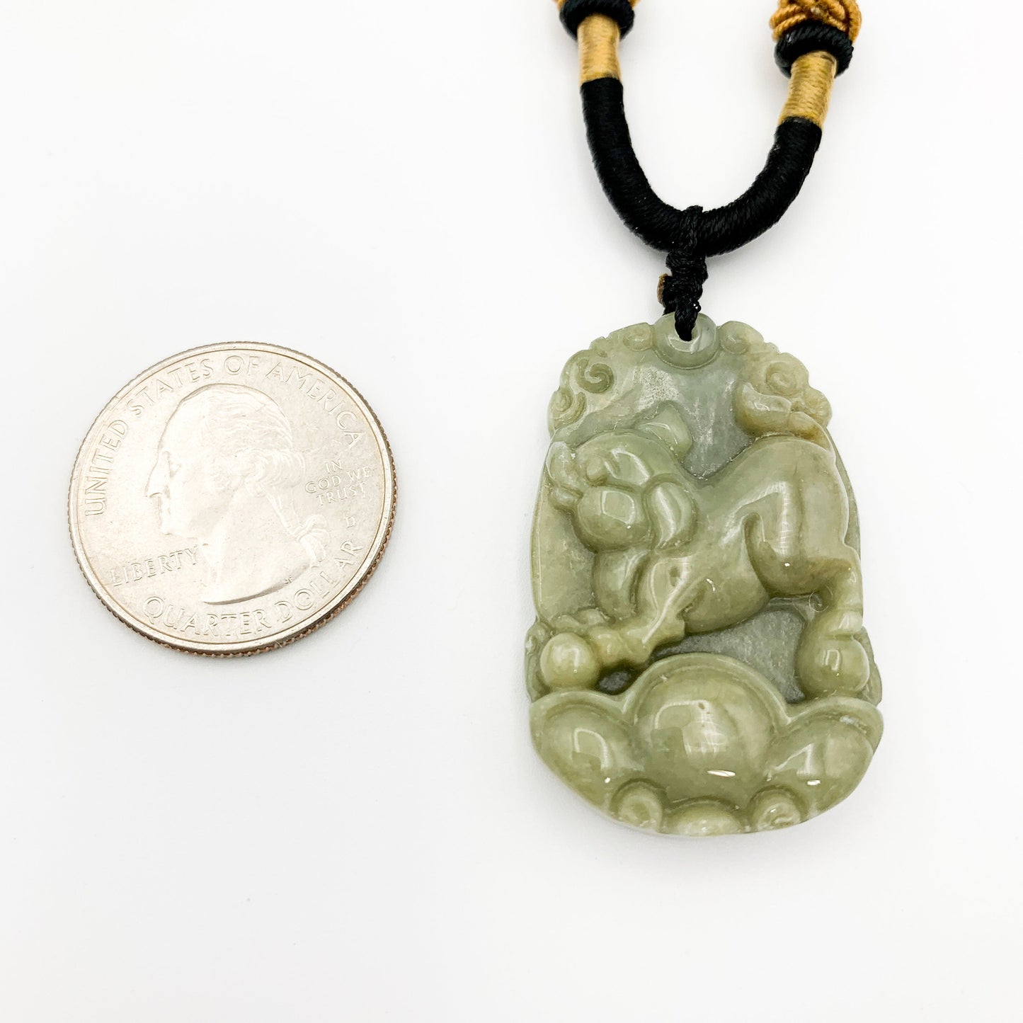 Jadeite Jade Pig Boar Chinese Zodiac Carved Rustic Pendant Necklace, YW-0110-1646605343 - AriaDesignCollection