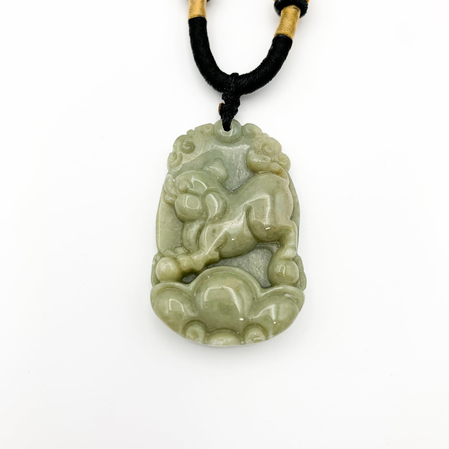 Jadeite Jade Pig Boar Chinese Zodiac Carved Rustic Pendant Necklace, YW-0110-1646605343 - AriaDesignCollection