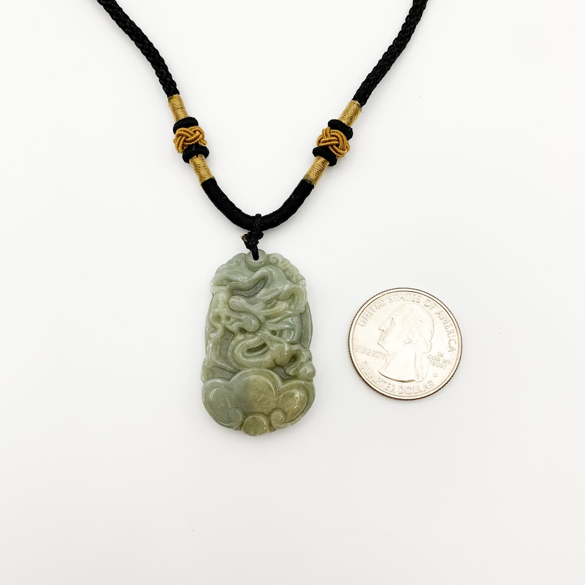 Jadeite Jade Dragon Chinese Zodiac Carved Pendant Necklace, YW-0110-1646113683 - AriaDesignCollection