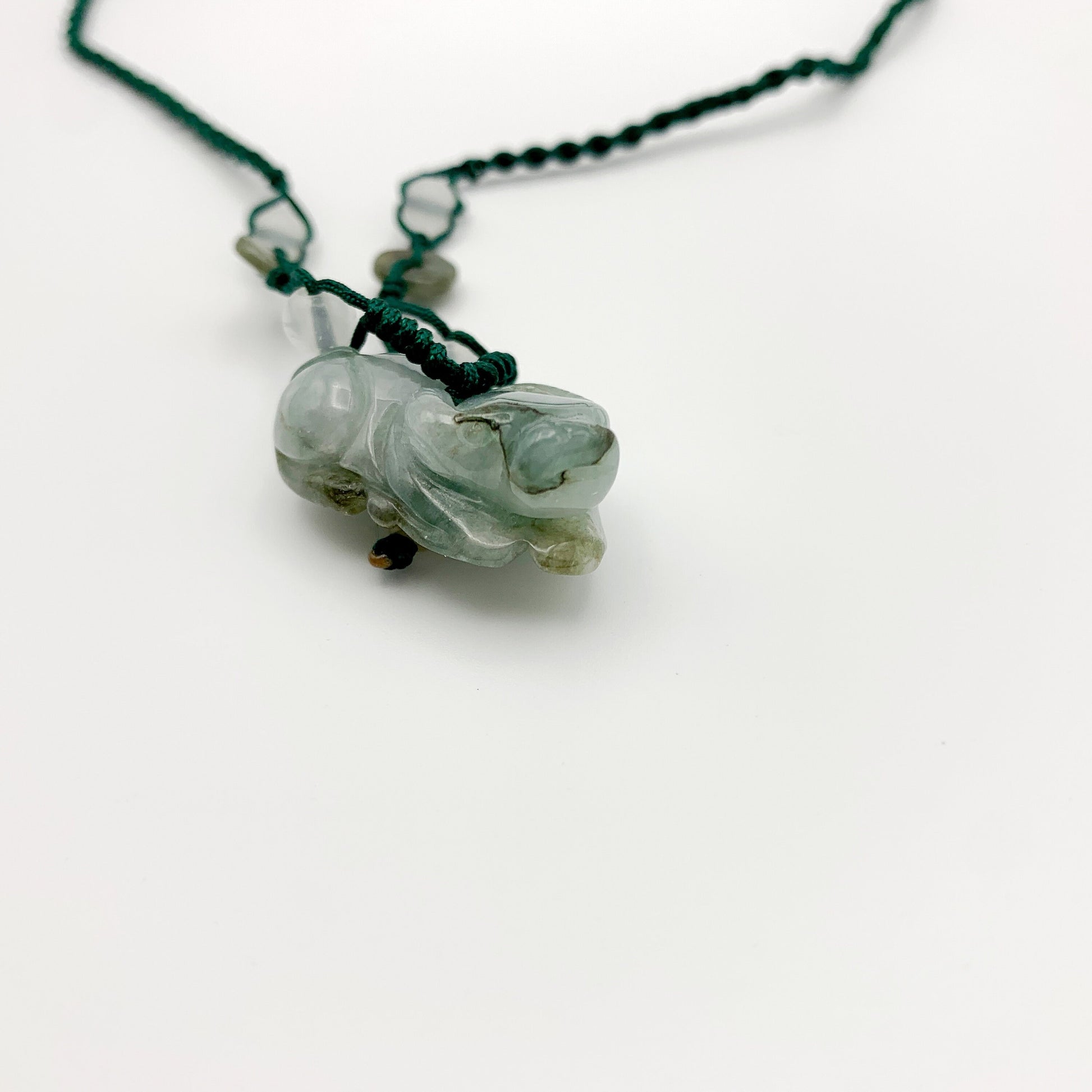 Jadeite Jade Ox Bull Cow Chinese Zodiac Carved Pendant Necklace, YW-0110-1646545381 - AriaDesignCollection