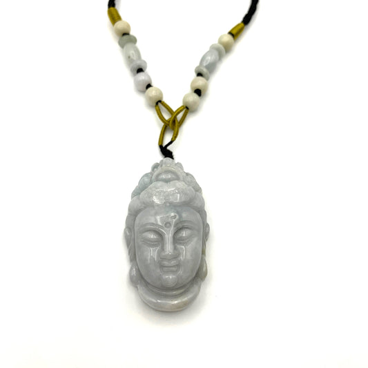 Jadeite Jade Guan Yin Head Avalokitesvara Carved Pendant, YW-0110-1646841158 - AriaDesignCollection