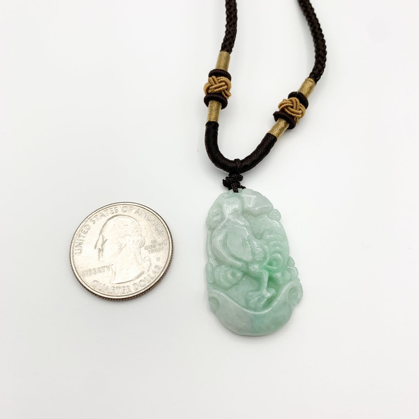 Jadeite Jade Rooster Chicken Chinese Zodiac Carved Pendant Necklace, YW-0110-1646517497 - AriaDesignCollection