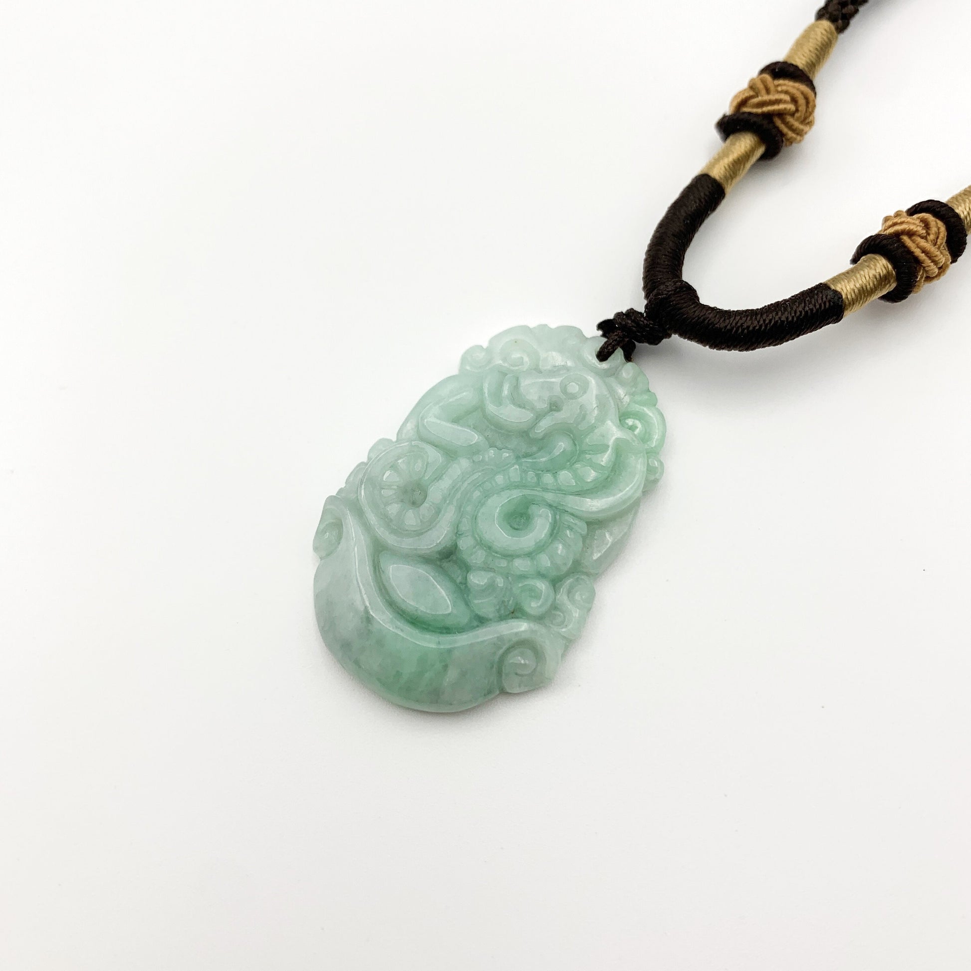 Jadeite Jade Snake Chinese Zodiac Carved Pendant Necklace, YW-0110-1646517462 - AriaDesignCollection