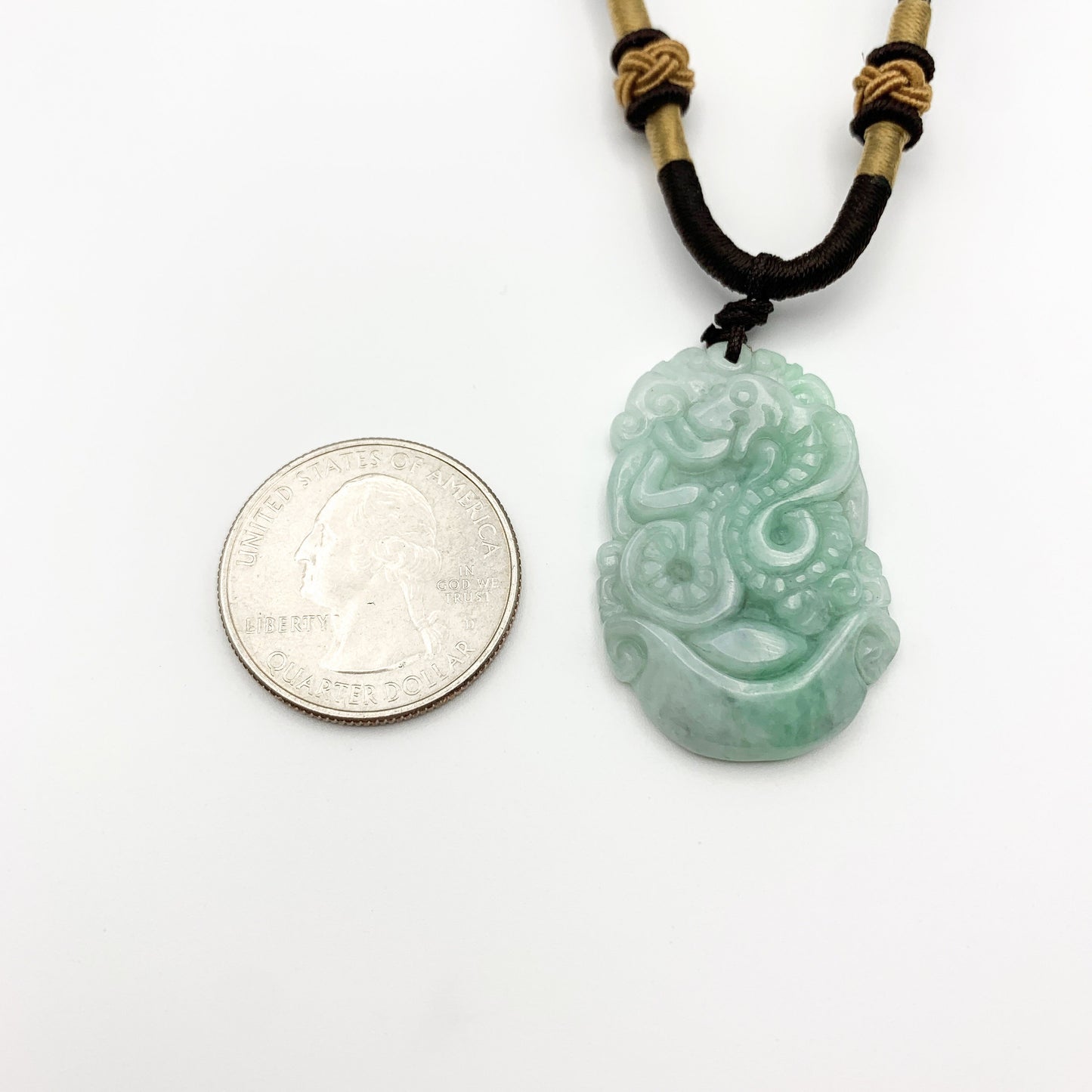 Jadeite Jade Snake Chinese Zodiac Carved Pendant Necklace, YW-0110-1646517462 - AriaDesignCollection