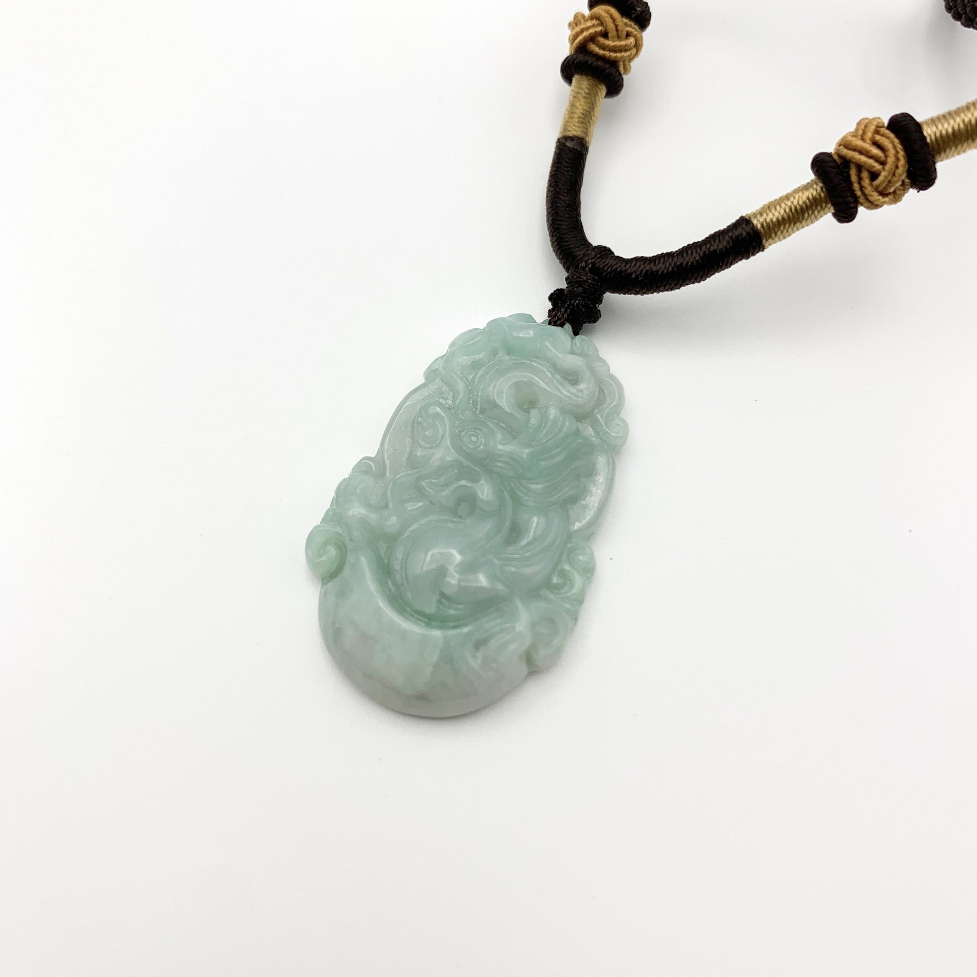 Jadeite Jade Dragon Chinese Zodiac Carved Pendant Necklace, YW-0110-1646517413 - AriaDesignCollection