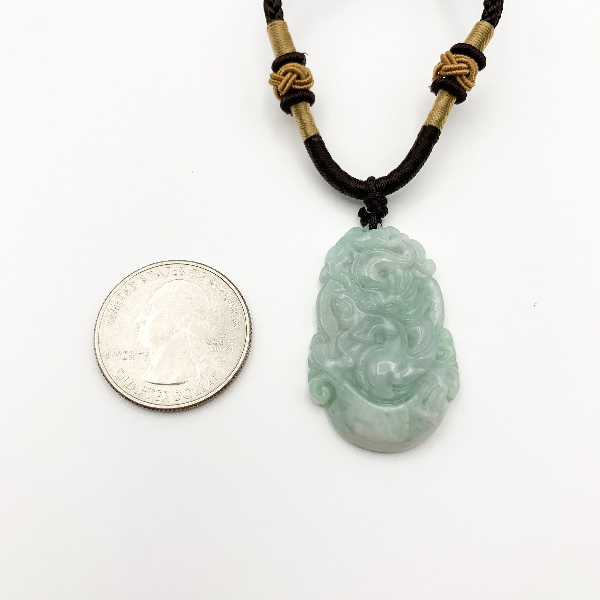 Jadeite Jade Dragon Chinese Zodiac Carved Pendant Necklace, YW-0110-1646517413 - AriaDesignCollection