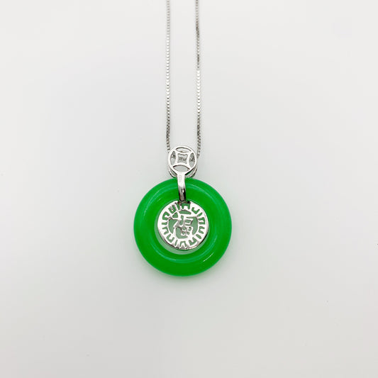Aventurine Luck Fortune Donut Sterling Silver Necklace, YW-0110-1646782043 - AriaDesignCollection