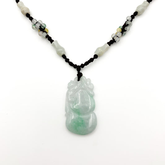 Jadeite Jade Peach Carved Necklace, Green Jade Pendant, Green Jade Necklace, YW-0110-1646463196 - AriaDesignCollection