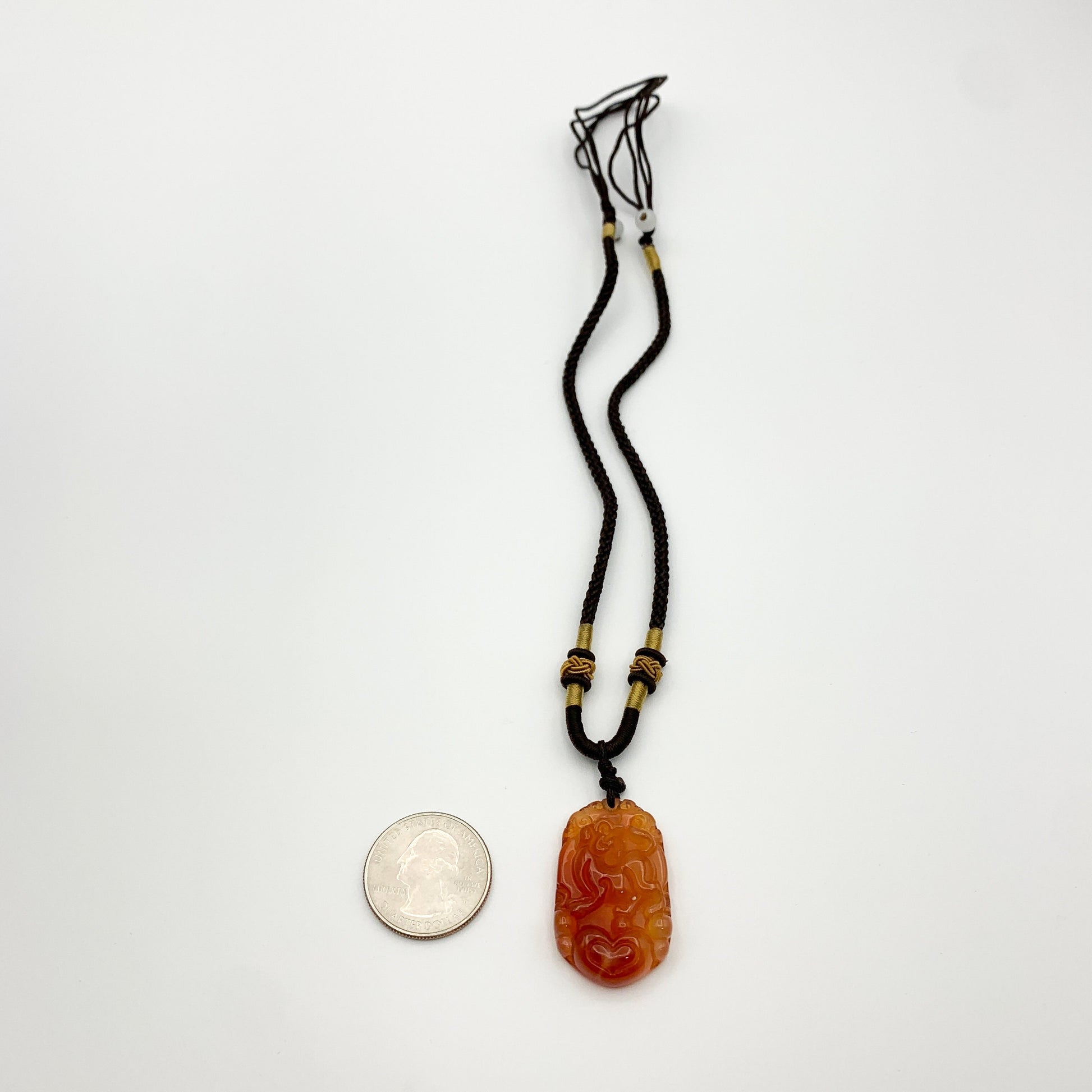 Red Agate Dog Chinese Zodiac Carnelian Carved Pendant Necklace, YW-010-1646449560 - AriaDesignCollection