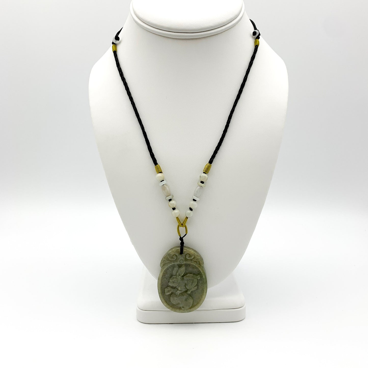 Jadeite Jade Rabbit Chinese Zodiac Carved Pendant, YW-0110-1646675825 - AriaDesignCollection