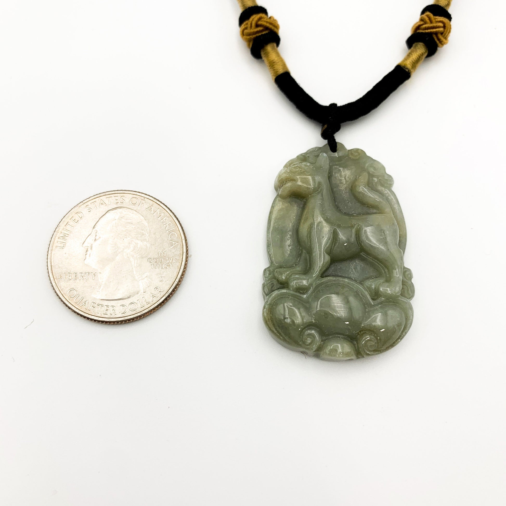 Jadeite Jade Dog Chinese Zodiac Carved Rustic Pendant Necklace, YW-0110-1646607360 - AriaDesignCollection