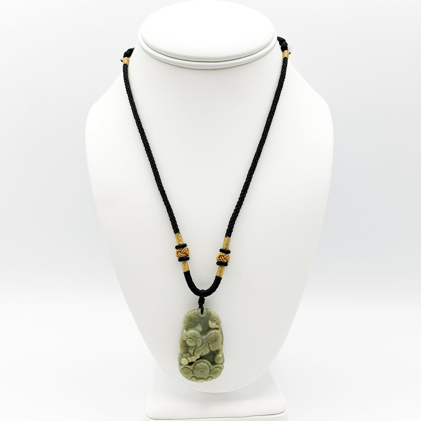 Jadeite Jade Pig Boar Chinese Zodiac Carved Rustic Pendant Necklace, YW-0110-1646605343 - AriaDesignCollection